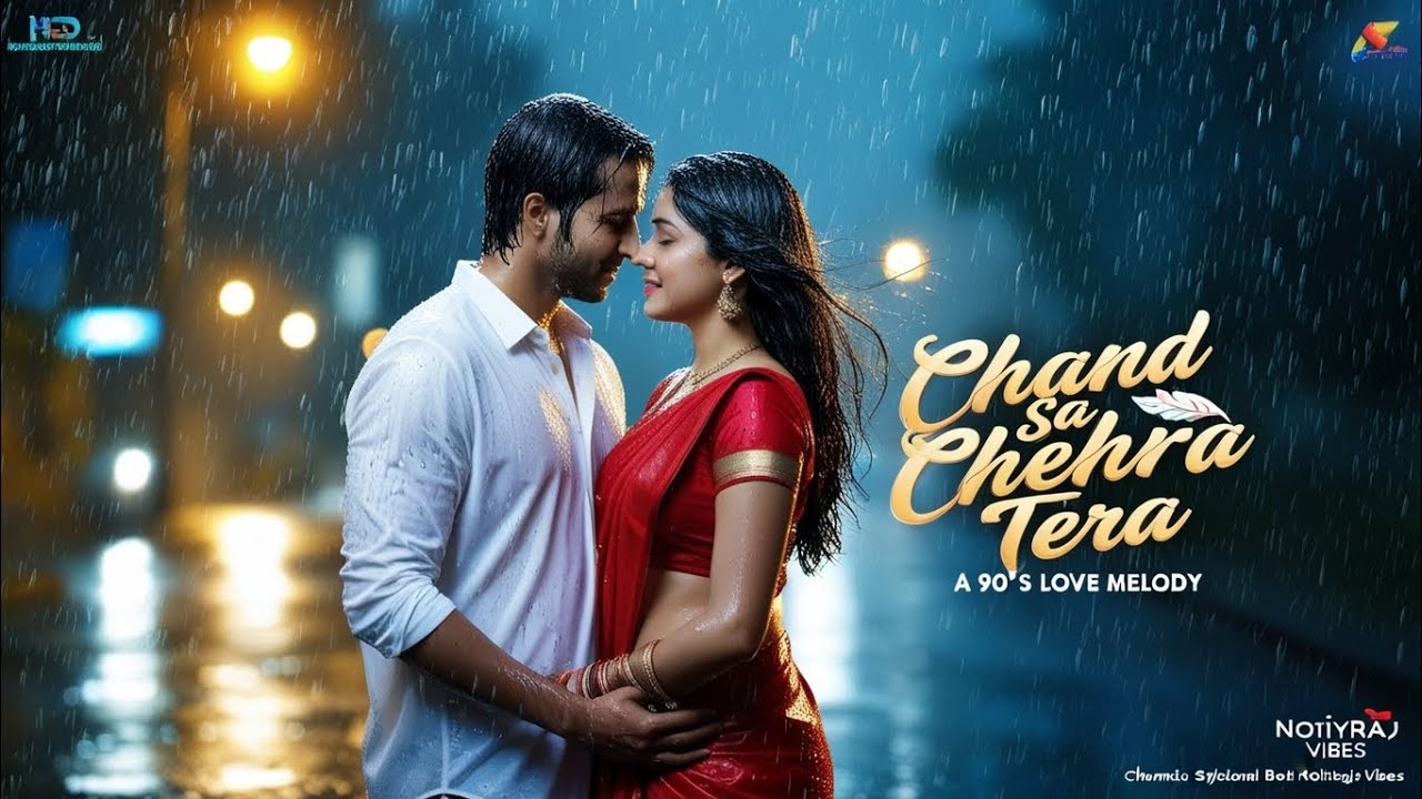 Chand Sa Chehra Tera 🌧️ | 90’s Romantic Rain Love Song | Heart Touching Bollywood Melody 
