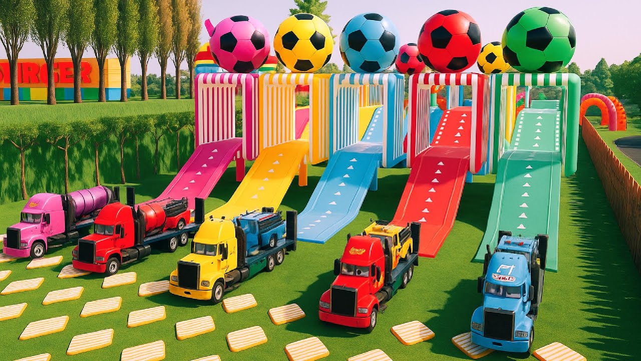 GIANT FIRE TRUCK TRANSPORTER ACROSS MUD ROADS  CRAZY OFFROAD CHALLENGE  FARMING SIMULATOR 22 GAME