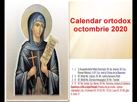 Video: Calendarul Sărbătorilor Bisericii pentru octombrie 2020