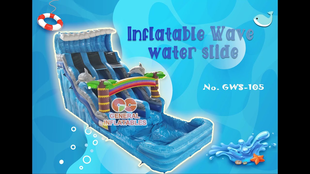18ft marble blue dolphin water slide GWS 105 General Inflatables
