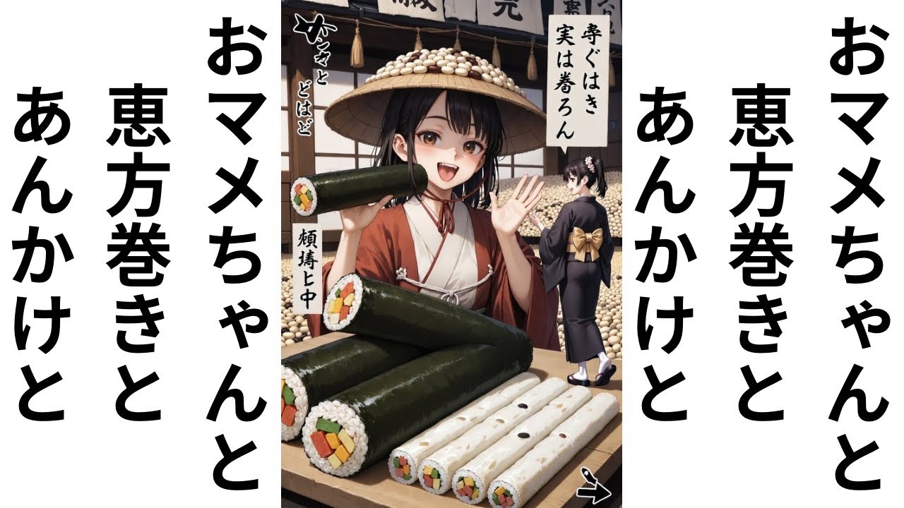 おマメちゃんと恵方巻きとあんかけと