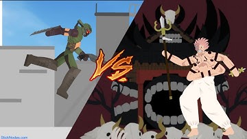 DOOM SLAYER VS RYOMEN SUKUNA FULL FIGHT  | STICKNODES ANIMATION 