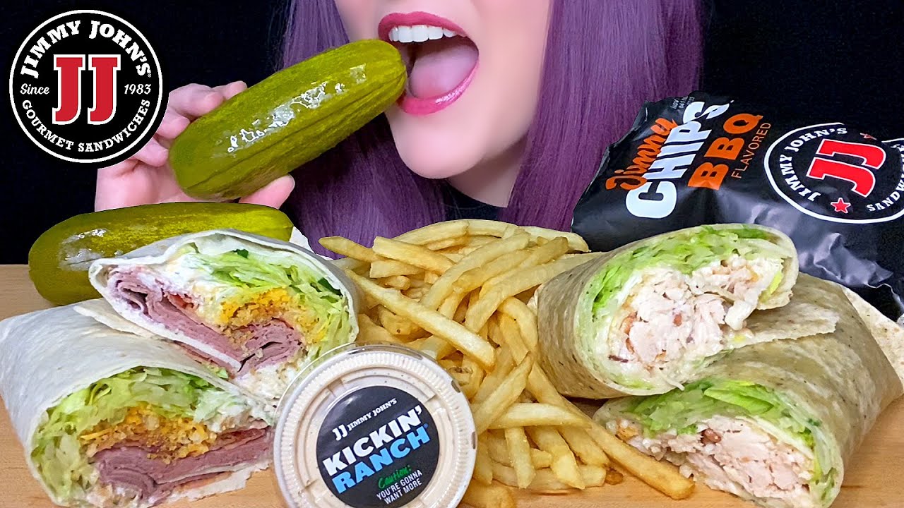 ASMR JIMMY JOHN’S MUKBANG + MCDONALD’S FRIES (NO TALKING) *NEW* BEEFY RANCH & CHICKEN CAESAR WRAPS
