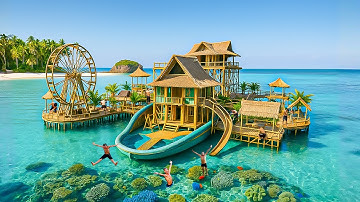 150 Days Building a $1M Floating Bamboo Waterpark with a Complex Slides System Using Primitive Tools