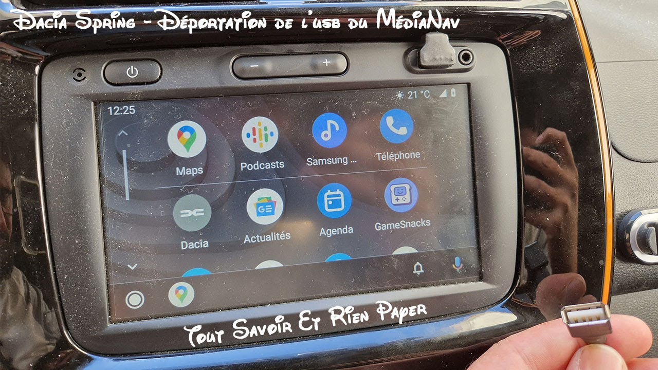 Dacia Spring - Déport de l'USB du MédiaNav