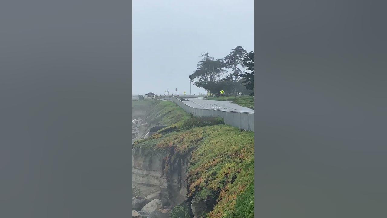 West Cliff Drive in Santa Cruz, California after the storm on January 5
