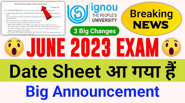 (Breaking News) IGNOU Released June 2023 Examination Date Sheet | IGNOU Date Sheet June 2023 | NEWS