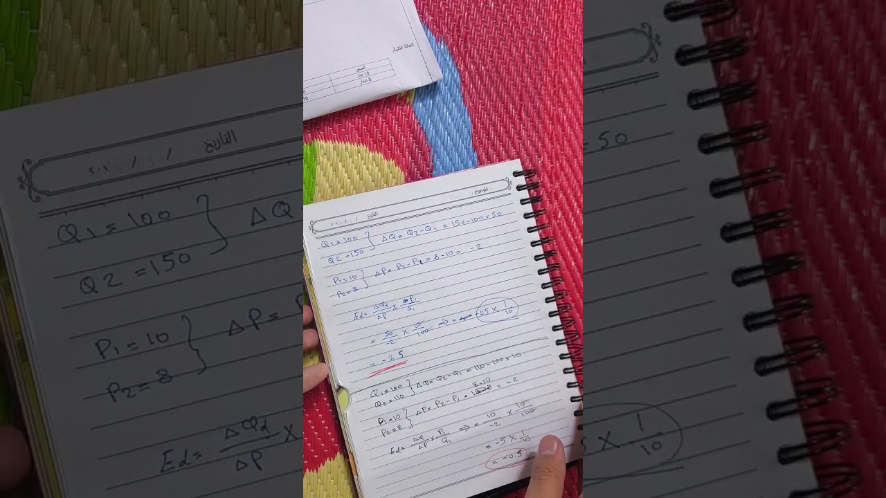 مبادئ الاقتصاد  | حل مسائل مرونة الطلب ومرونة العرض  | شرح شامل خطوة بخطوة