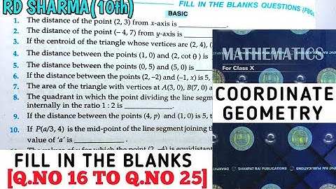 RD SHARMA CLASS 10 COORDINATE GEOMETRY FILL IN THE BLANKS [Q.NO 16 TO 25] MATH FEAR | CHAPTER 6 |