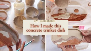 {diy} Boho Decor - Make a Concrete Trinket Tray - Color and Seal cement - How I colored my concrete