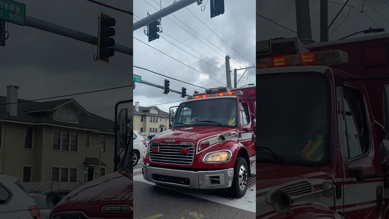 Tampa Fire Rescue Rescue 3 in a reserve medic rig responding near UT