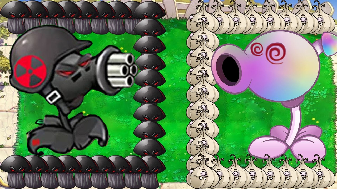 Doom Gatling Pea X Hypno Gatling Pea X Doom Galic Shroom vs Dr.Zomboss ...