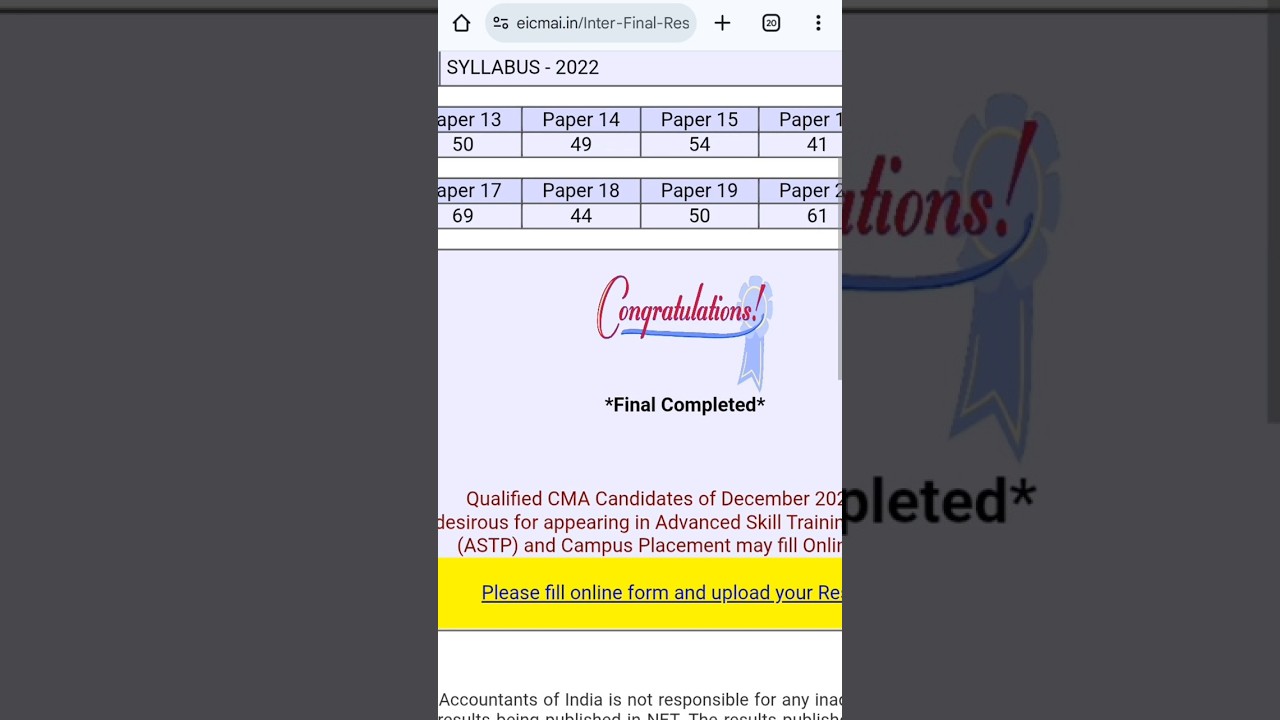 shocking🥺 cma final dec 2025 result 