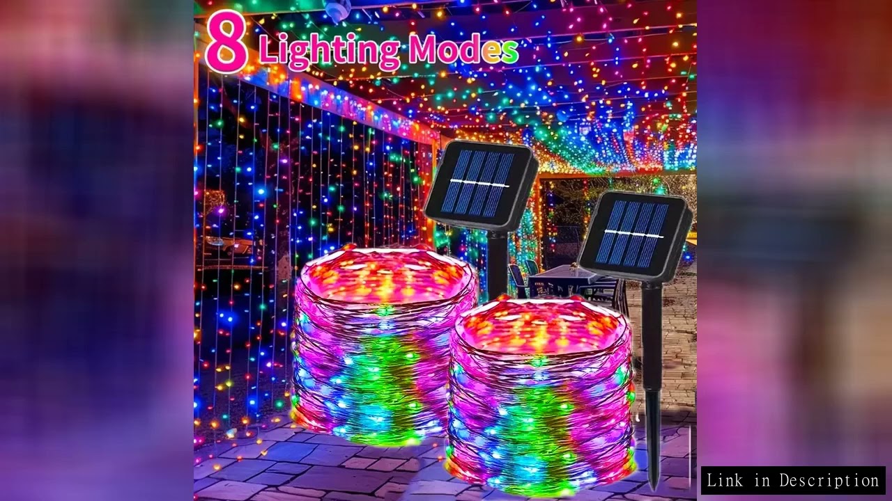 Outdoor Solar Power String Lights LED Solar Fairy Lights Waterproof with 8 Modes for Gardens Trees P