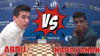 ABDUSATTOROV vs NARAYANAN II 2023 FIDE World Rapid Championship R3