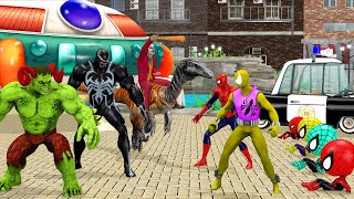 Siêu nhân người nhện vs 3 spider-man Superheroes rescue 4 baby spiderman from joker dinosaur