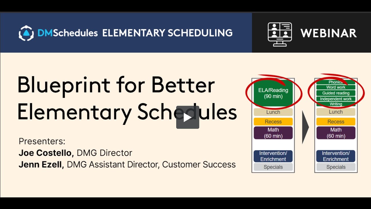 10/30/25 - Webinar: Blueprint for Better Elementary Schedules - YouTube