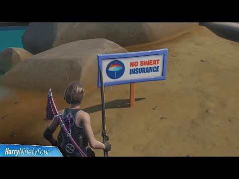 Pick up a No Sweat Sign & Place it to a Sponsorship Location - Fortnite