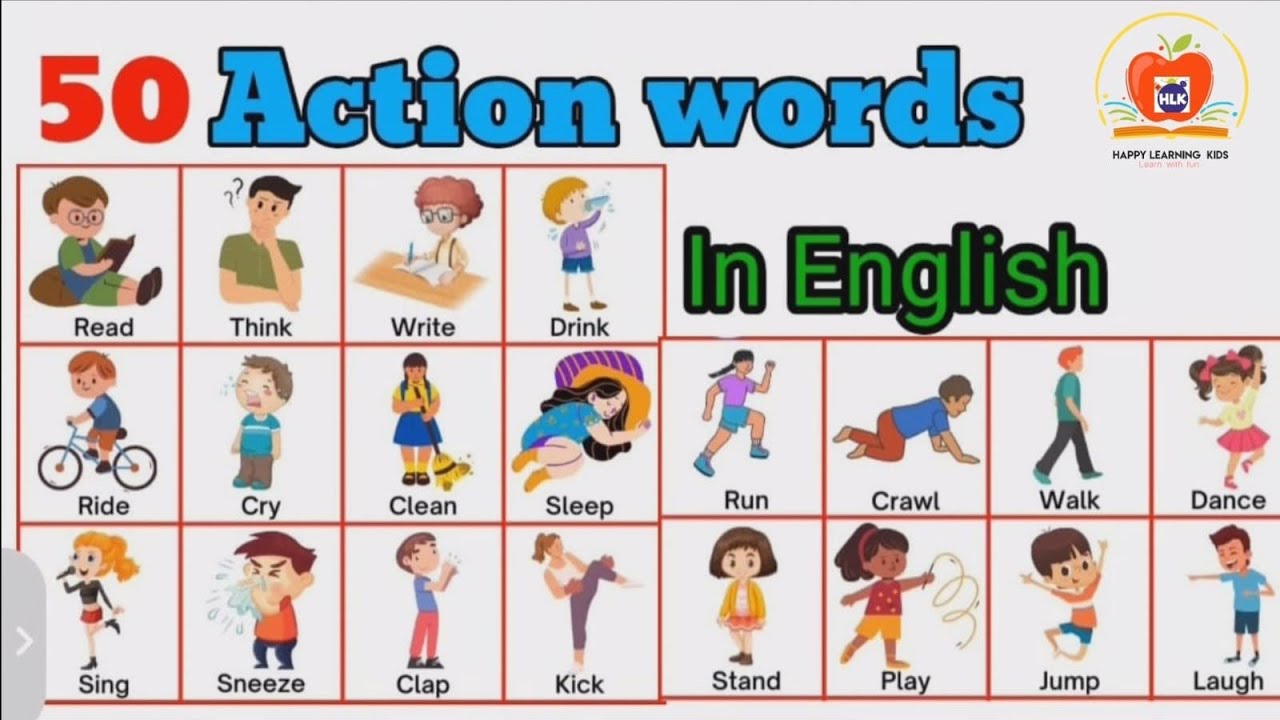 Action Words for Kids | Learn 50 English Verbs with Fun Sentences ...