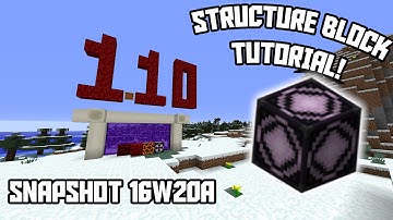 MINECRAFT 1.10 SNAPSHOT 16w20a STRUCTURE BLOCK TUTORIAL!