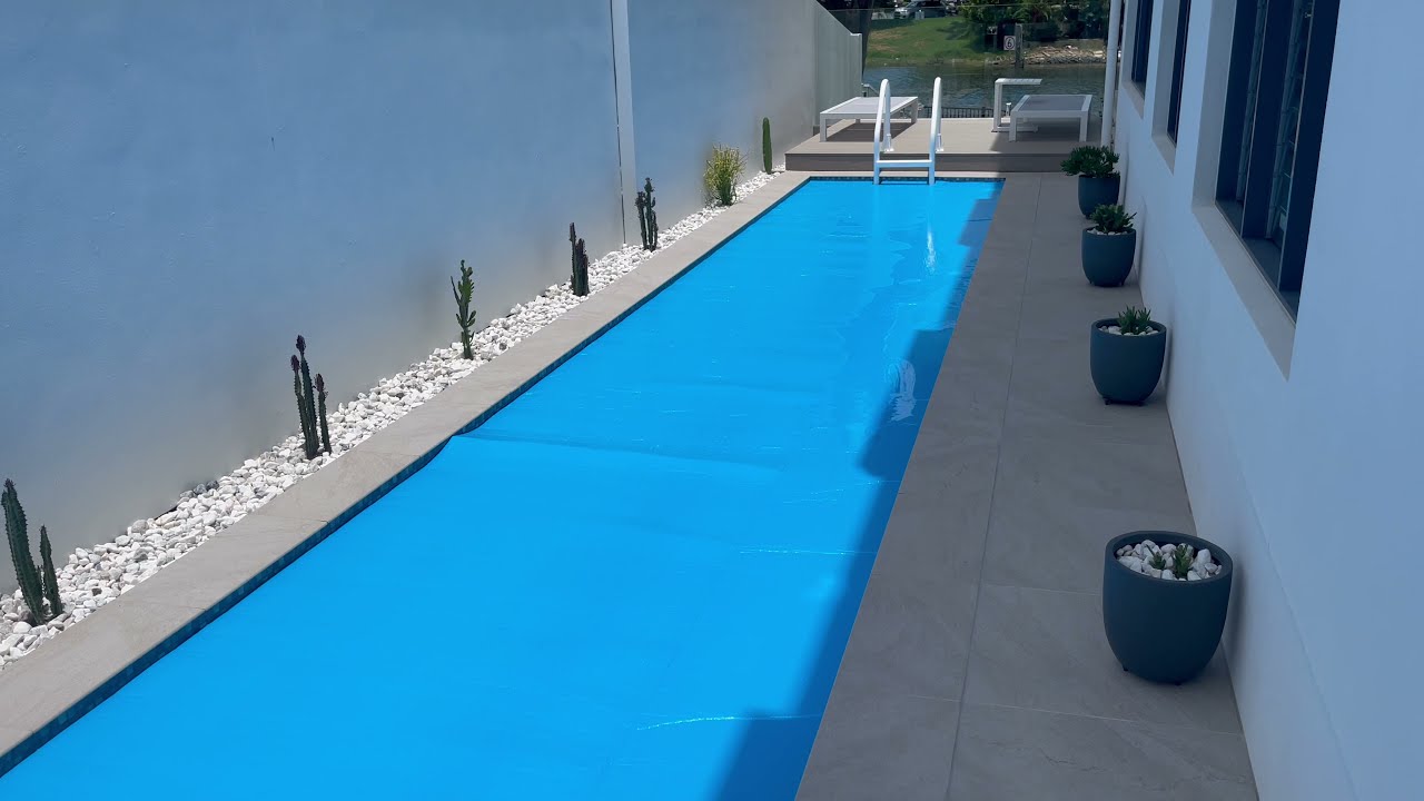 Motorised pool cover in action from Active Pool Supplies, Gold Coast