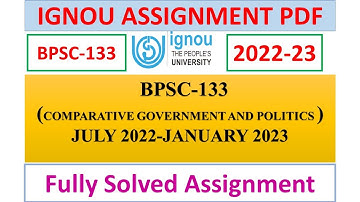BPSC-133 SOLVED ASSIGNMENT  2022-23 IN ENGLISH | IGNOU | BAG