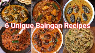 6 Different Ways to Cook Stuffed Baingan or Eggplant Recipes | 6 Types Baingan Masala Sabji Recipes