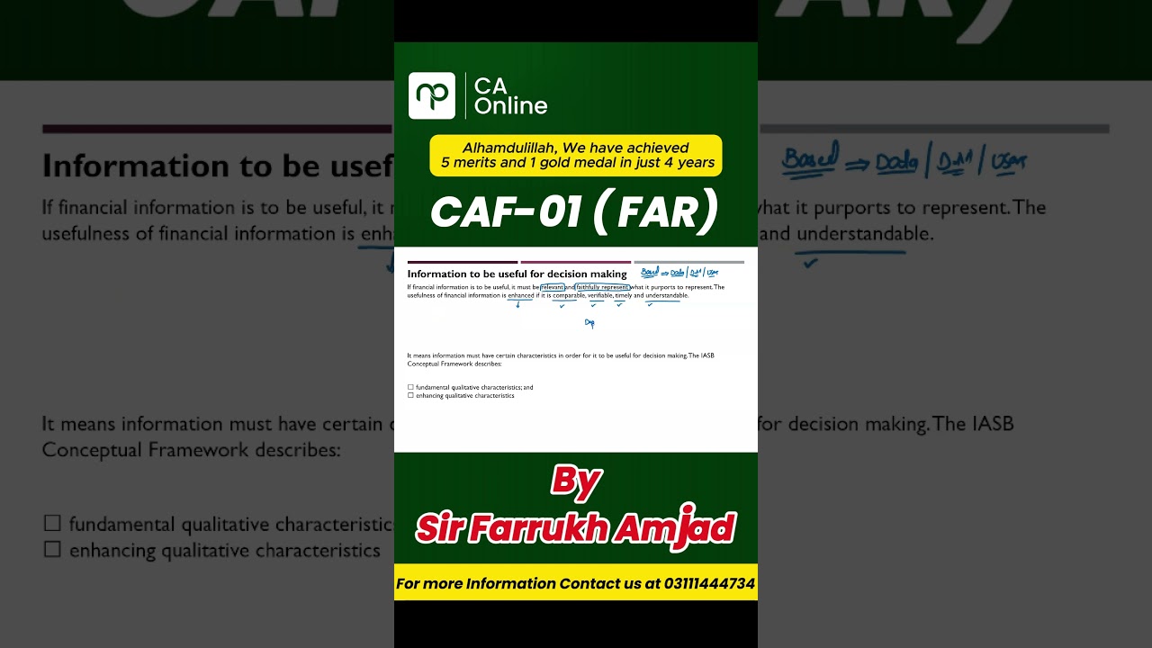 CAF 01 Financial Accounting & Reporting | Information Useful for Decision Making