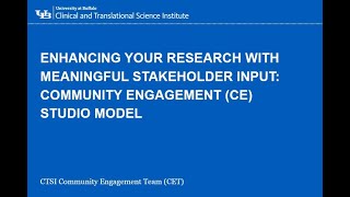 CTSI Open Research Office: Community Engagement Studios
