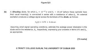 Full Average Power in a Diode Circuit - Foundational Scholarship Question from Trinity College Dublin News