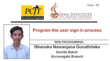 Web Programming | Web Project Task 03 | Program the User Sign-in Process | Java Institute