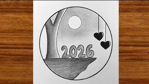 Happy new year 2026 drawing / Easy Drawing / New year 2026 drawing / Pencil Drawing step by step 