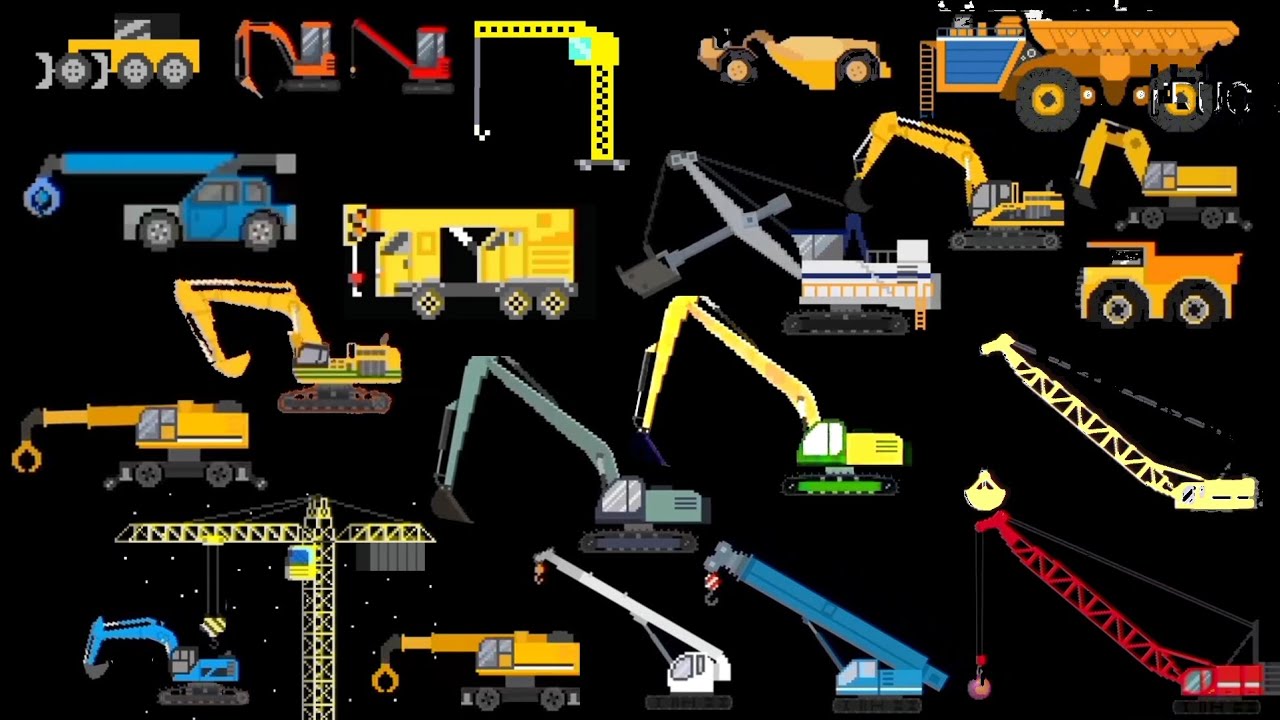 The kids picture show HD CONSTRUCTION VEHICLES 5 LIKE MOBILE CRANES 1 AND 2 EXCAVATORS AND MORE