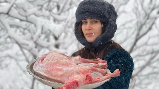 Cooking one hour mutton meat with two different methods in snowy days