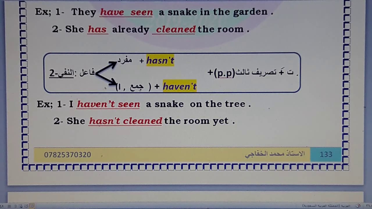 انكليزي سادس اعدادي...اليوزت الخامس...الدرس 2 #المضارع التام البسيط _ الجزء 1