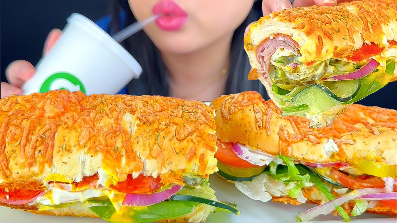 ASMR FOOT LONG SUBWAY ITALIAN SANDWICH AND SWEET ONION TERIYAKI