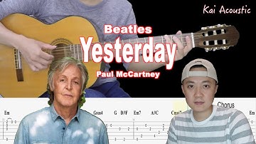 Yesterday(The Beatles Paul McCartney) | Fingerstyle Guitar Tutorial TAB