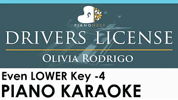 Olivia Rodrigo - drivers license - Even LOWER Key -4 (Piano Karaoke Instrumental)