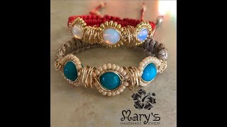 pulsera ajustable en alambre y cuero sintético