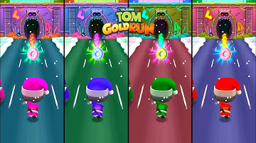 Talking Tom Gold Run SANTA TOM 4x Catch The Raccoon Colors Reaction Funny Android iOS Gameplay