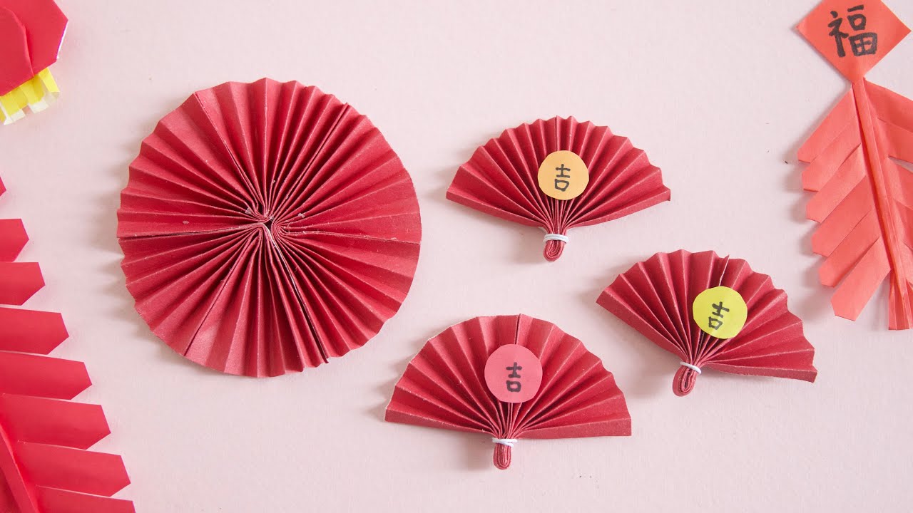 2022新年摺紙 扇子 新年氣氛裝飾元素 origami Chinese New Year （Easy) - YouTube