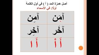 أصل همزة المد (آ) في أول الكلمة في الأسماء والأفعال