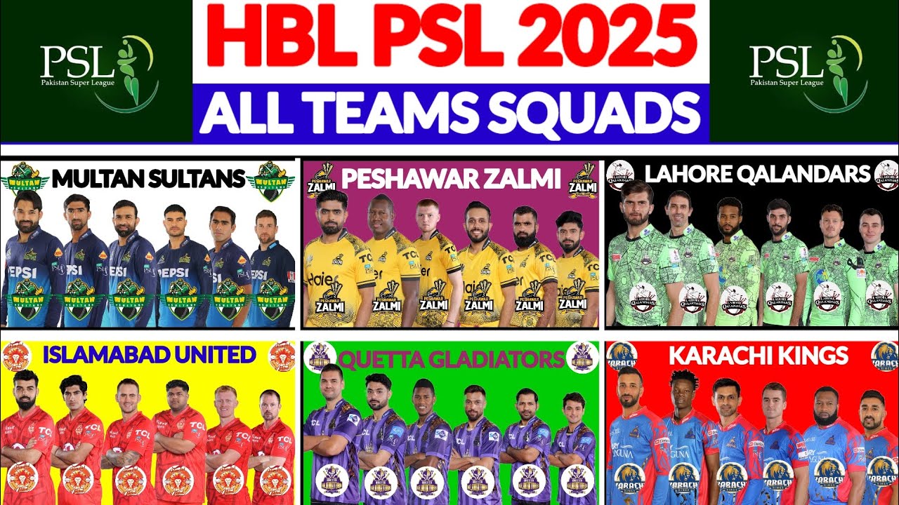 HBL PSL season 10 2025 all teams full squads - YouTube