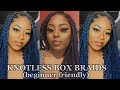 BLUE Knotless Box Braids | Tutorial (beginner friendly)