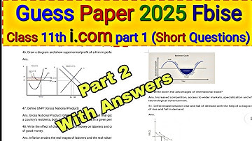Principles of Economics Guess Paper 2025 part 2 | I.Com Part 1 FBISE | Important Short Questions