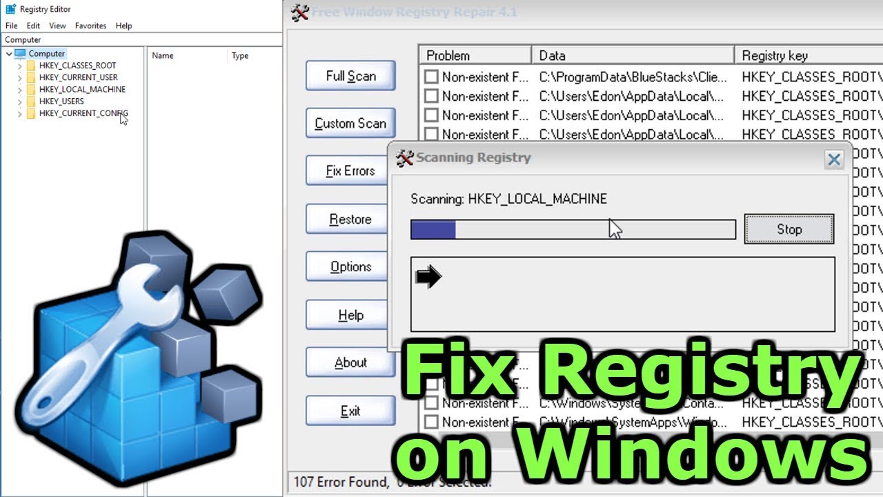 fix broken registry items windows 10