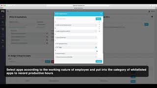 DeskTrack  Add groups for employee as per the work & select application to record productive hours
