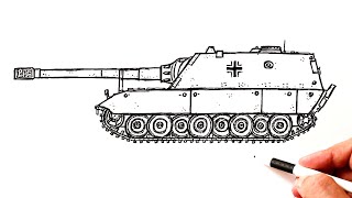 How to draw a tank Jagdpanzer E-100