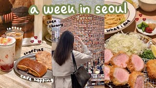 seoul vlog  cafe hopping (croissant waffle), coex library, what i eat (udon + katsu), friends