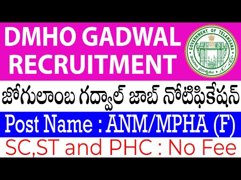 DMHO Gadwal Recruitment 2021 | DMHO Notification 2021 Telangana | DMHO Jobs | Telugu Job Portal